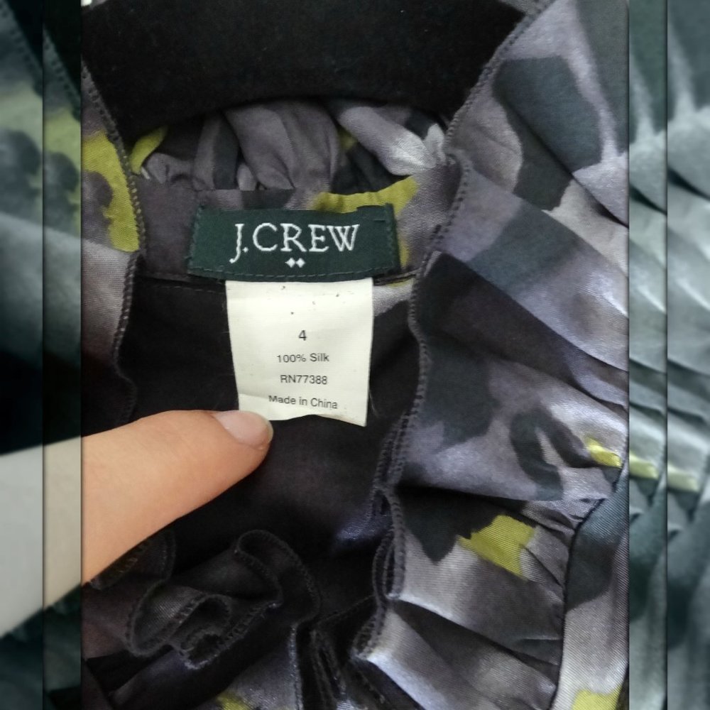 J Crew  Ruffled Floral Button Down Silk Size 4 - Picture 7 of 7